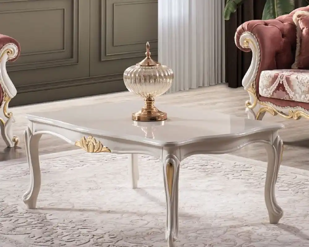 Casa Padrino luxury baroque coffee table white / gold - Handmade solid wood living room table in baroque style - Noble living room furniture in baroque style Ausverkauf