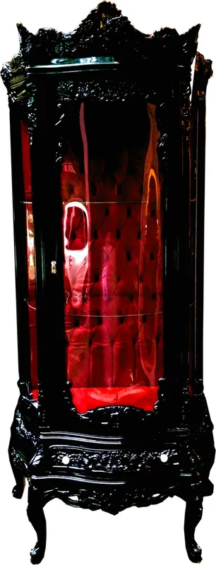 Casa Padrino Baroque Showcase Black / Bordeaux - Magnificent Baroque Showcase with Glass Door and Beautiful Decorations - Baroque Furniture Preiswert