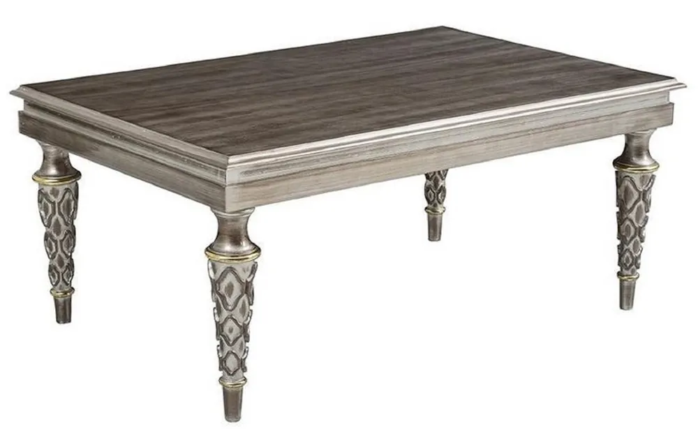 Casa Padrino Luxury Baroque Coffee Table Silver - Rectangular Solid Wood Living Room Table - Baroque Furniture - Noble & Magnificent Günstig