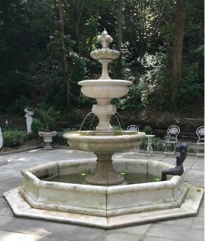 Casa Padrino baroque fountain with border gray Ø 350 x H. 280 cm - Garden decoration fountain - Magnificent baroque garden decoration accessories Beliebt