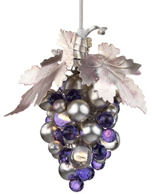 Casa Padrino luxury LED chandelier grapes silver / purple Ø 13 x H. 21 cm - Modern metal chandelier with high quality Murano glass and Swarovski crystal glass - Luxury Collection Sichere Zahlung