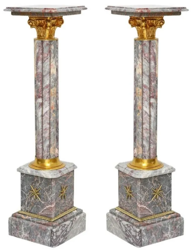 Beliebt Casa Padrino baroque marble pillar set gray / gold - Magnificent decorative pillars in baroque style - Baroque decorative accessories - Noble & Magnificent