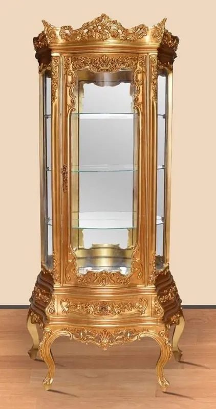Heißes Angebot Casa Padrino baroque display cabinet gold - Magnificent baroque showcase with drawer - Handcrafted baroque living room furniture
