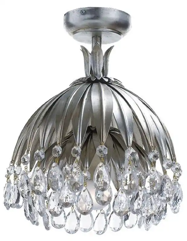 Garantierte Lieferung Casa Padrino luxury crystal ceiling lamp palm silver Ø 27 x H. 29 cm - Living room ceiling lamp - Hotel ceiling lamp - Luxury ceiling lamps