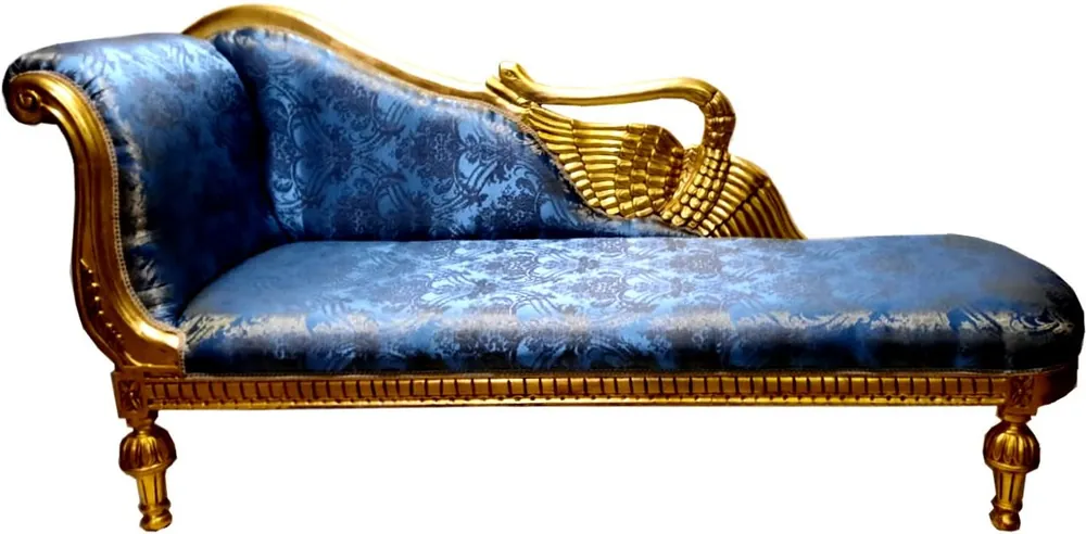 Casa Padrino baroque chaise longue blue pattern / gold - golden wings - antique style furniture Angebot