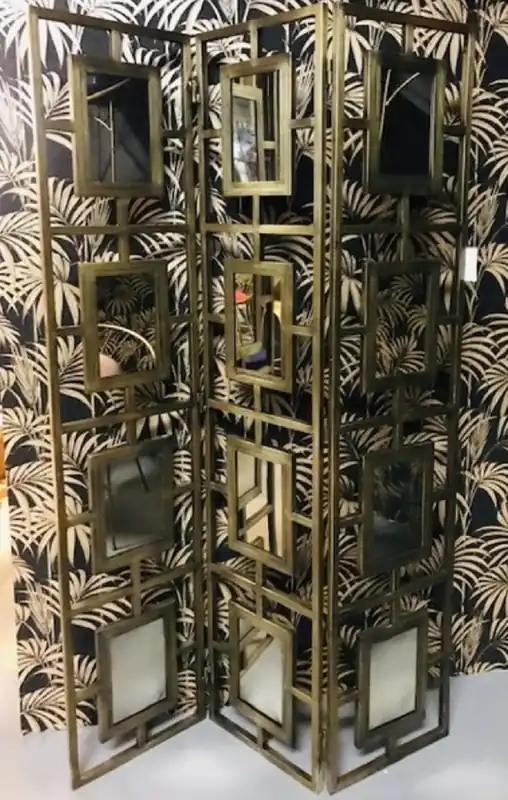 Casa Padrino luxury room divider brass 115 x 2 x H. 183 cm - Foldable metal room divider with mirror - Bedroom furniture - Hotel furniture - Luxury collection Neue Kollektion