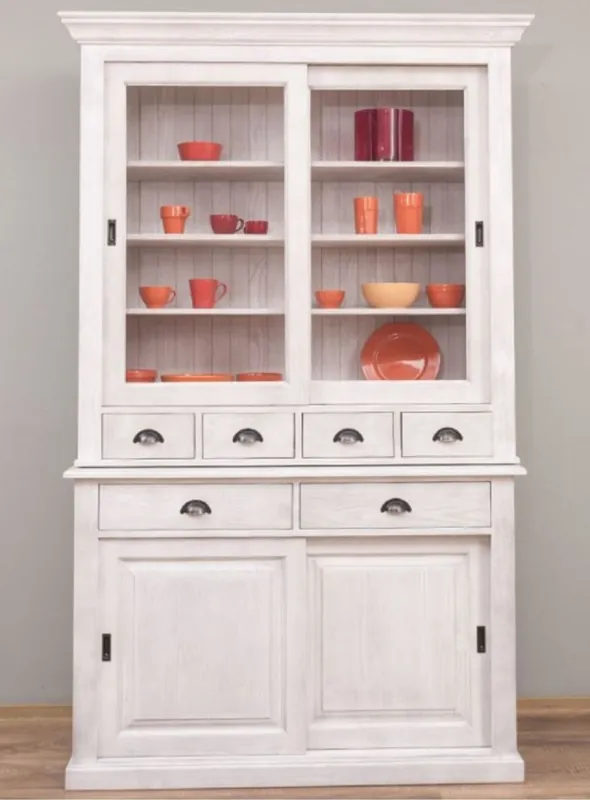 Casa Padrino country style dining room cabinet light gray 142 x 48 x H. 225 cm - Solid wood kitchen cabinet - Country style dining room furniture Meistverkauft