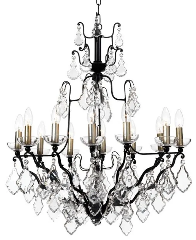 Casa Padrino luxury baroque crystal chandelier black 70 x 58 x H. 85 cm - Baroque & Art Nouveau Living Room Chandeliers Top-Angebot