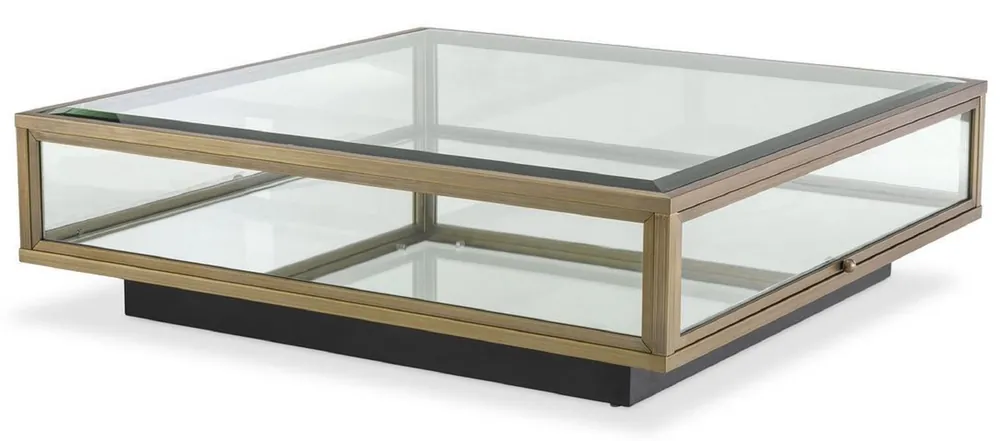 Angebot Casa Padrino luxury coffee table brass / black 100 x 100 x H. 30 cm - Modern living room table - Living room furniture - Luxury Quality
