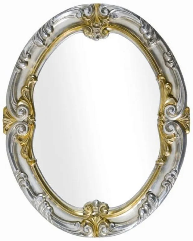 Highlight Casa Padrino luxury baroque mirror silver / gold - Handmade oval wall mirror in baroque style - Baroque Furniture