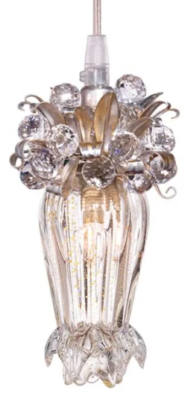 Zertifiziert Casa Padrino luxury LED chandelier silver / gold Ø 10 x H. 19 cm - Modern glass chandelier with Swarovski crystal glass - Luxury Quality