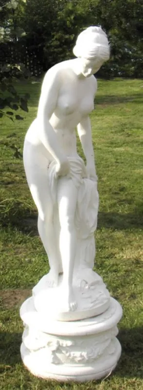 Billig Casa Padrino Art Nouveau garden decoration sculpture with pedestal white H. 150 cm - Garden Decoration Figure - Garden & Terrace Decoration Accessories