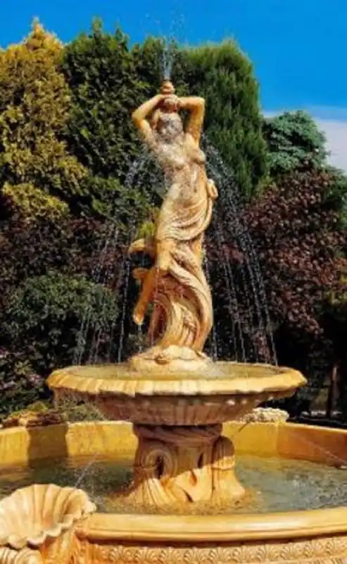 Billig Casa Padrino Art Nouveau fountain beige Ø 145 x H. 234 cm - Magnificent garden fountain - Garden decoration fountain - Baroque & Art Nouveau Garden Decoration Accessories