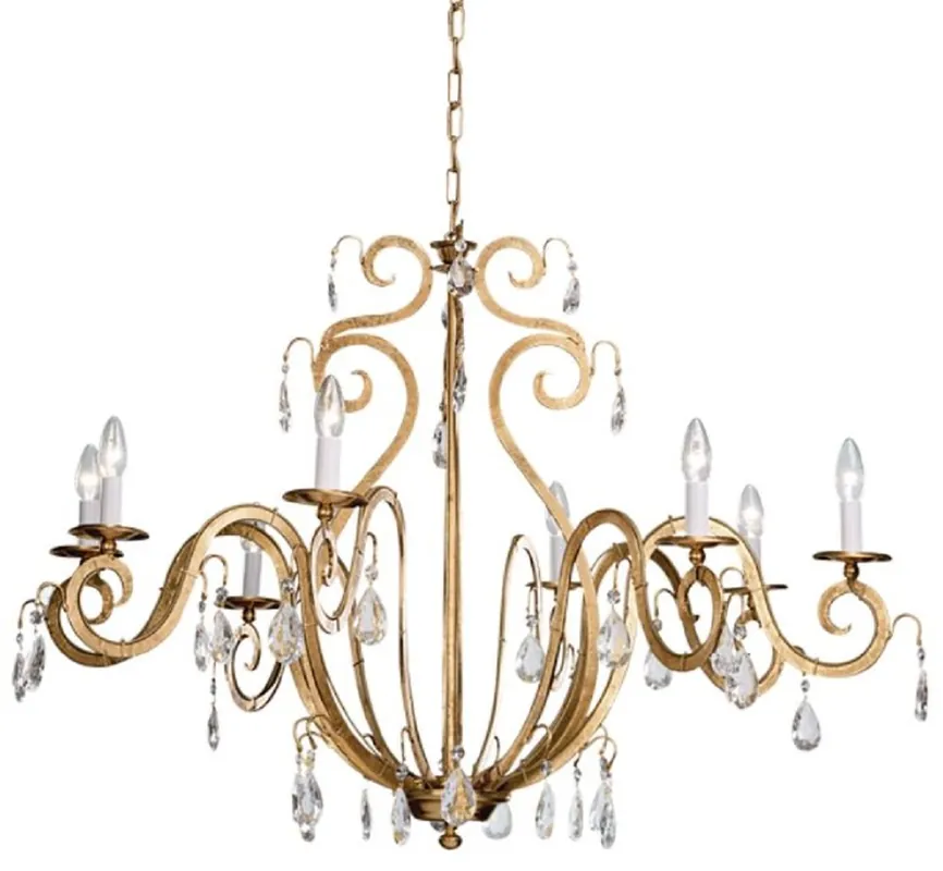 Casa Padrino luxury baroque crystal chandelier gold Ø 100 x H. 70 cm - Baroque & Art Nouveau Living Room Chandeliers Nur Heute