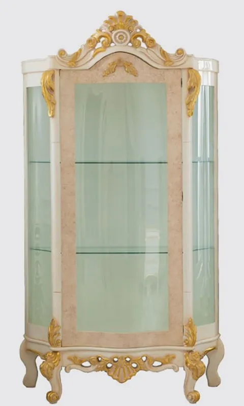 Casa Padrino luxury baroque display cabinet beige / white / gold - Handmade solid wood showcase - Baroque living room furniture Meistverkauft