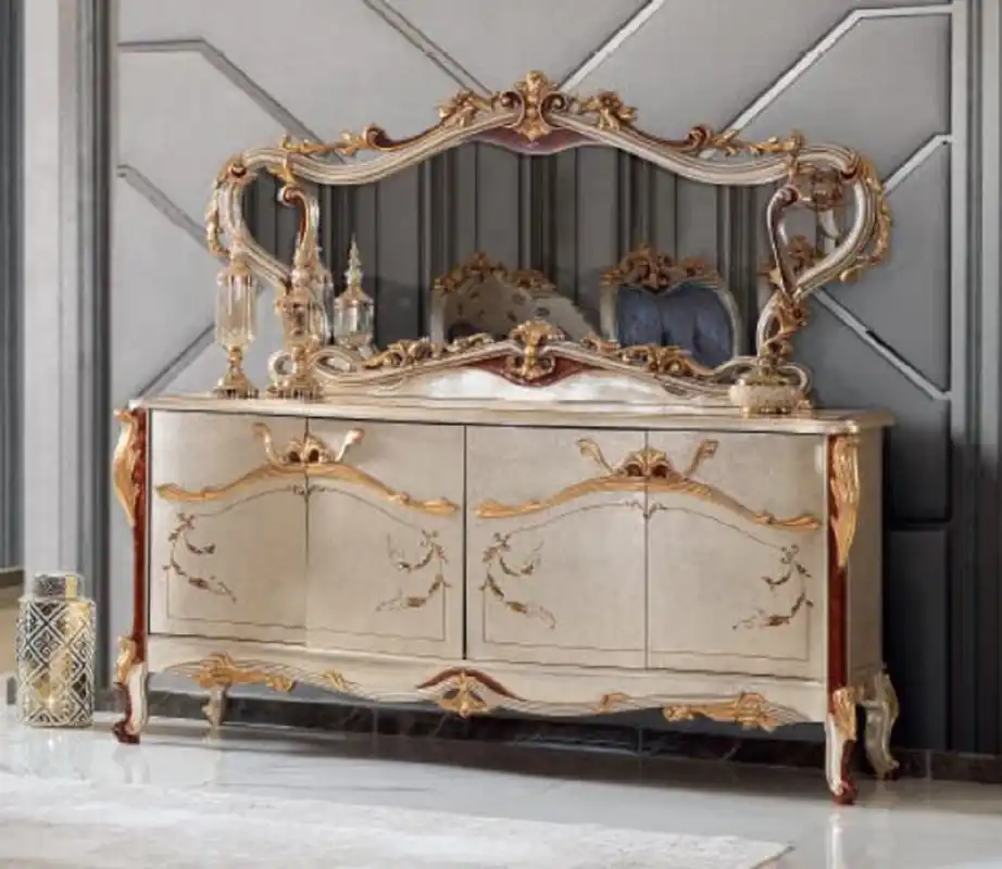 Casa Padrino luxury baroque furniture set sideboard with mirror silver / brown / gold - Magnificent solid wood cabinet with elegant wall mirror - Furniture in baroque style Angebot