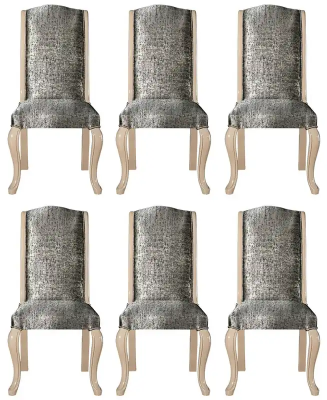 Schnäppchen Casa Padrino Luxury Art Deco Dining Chair Set Silver / Black / Beige - Handmade Kitchen Chairs Set of 6 - Art Deco Dining Room Furniture