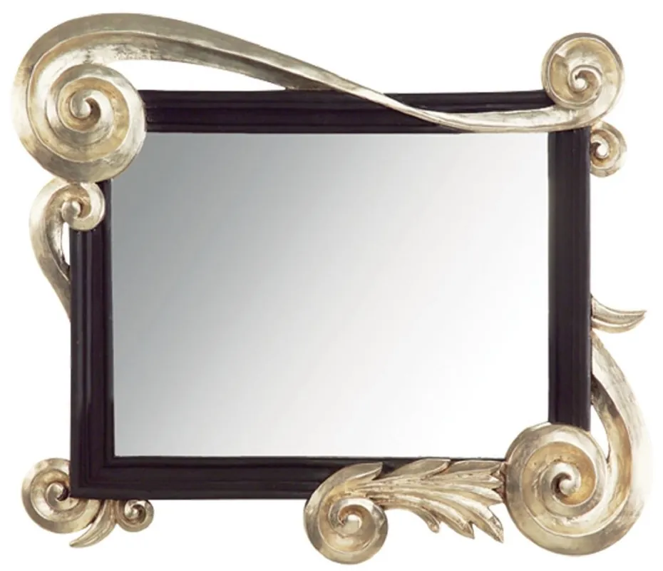 Highlight Casa Padrino luxury baroque mirror silver / black - Handmade solid wood wall mirror in baroque style - Baroque Furniture - Luxury Quality - Made in Italy