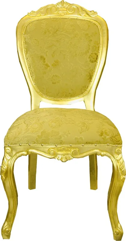 Nur Für Kurze Zeit Pompöös by Casa Padrino luxury baroque dining room chair gold bouquet pattern / gold - Pompous baroque chair designed by Harald Glööckler - Baroque dining room furniture