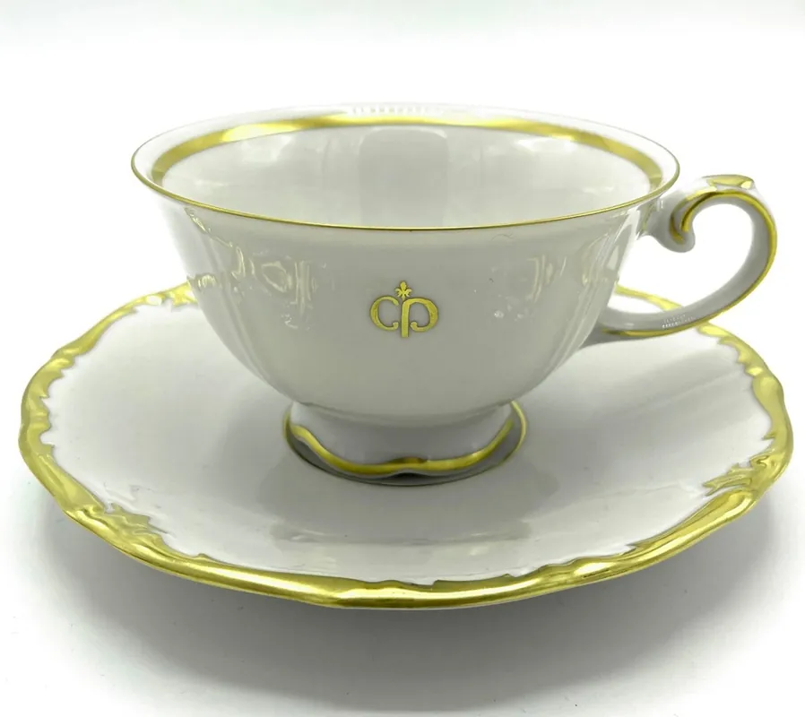 Super-Preis Casa Padrino Luxury Baroque Porcelain Coffee Cup with Saucer White / Gold - Noble Reichenbach Porcelain - Made in Germany