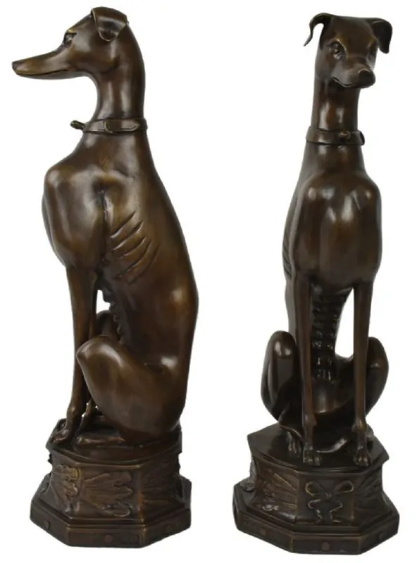 Casa Padrino luxury bronze decoration sculptures dogs bronze 23 x 23 x H. 82 cm - Bronze decoration figures - Luxury Hotel & Restaurant Decoration Accessories Top-Seller