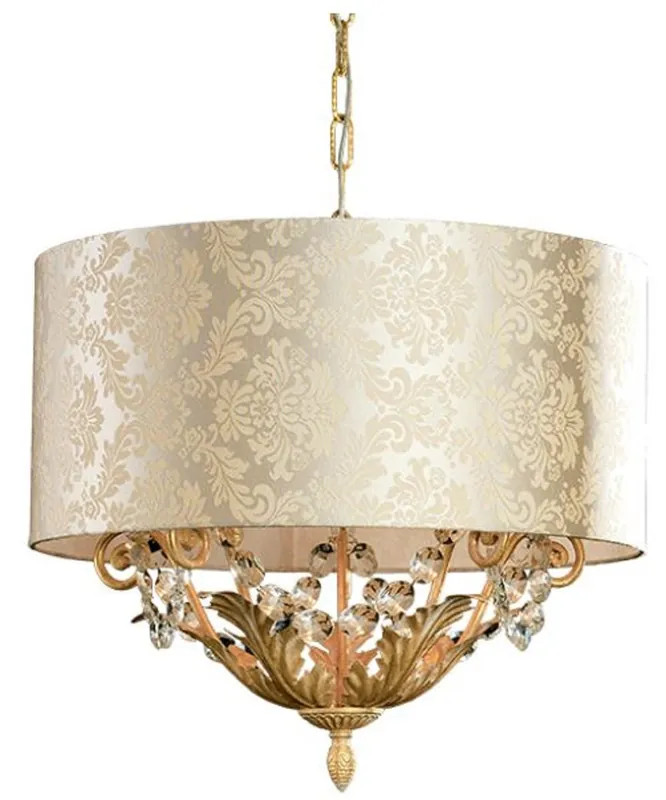 Echt Casa Padrino luxury baroque crystal chandelier with lampshade gold Ø 50 x H. 45 cm - Elegant chandelier in baroque style - Baroque living room lights