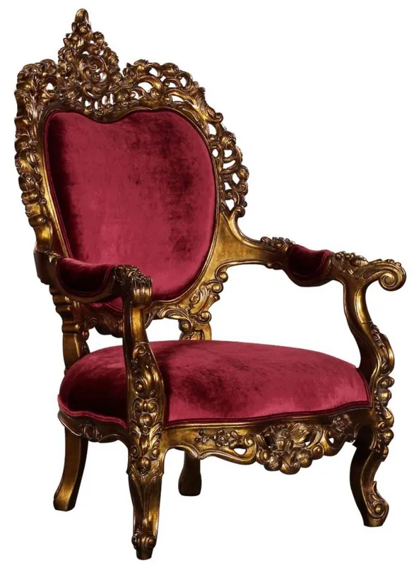 Online Kaufen Casa Padrino luxury baroque living room armchair bordeaux red / antique gold - Magnificent throne armchair with noble decorations - Handmade baroque living room furniture