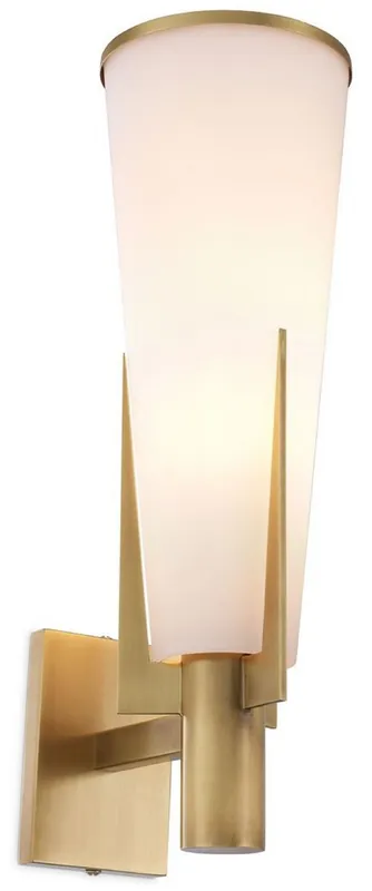Sofort Bestellen Casa Padrino luxury wall lamp antique brass / white 13 x 19 x H. 40.5 cm - Elegant metal wall lamp with glass lampshade - Luxury Lights