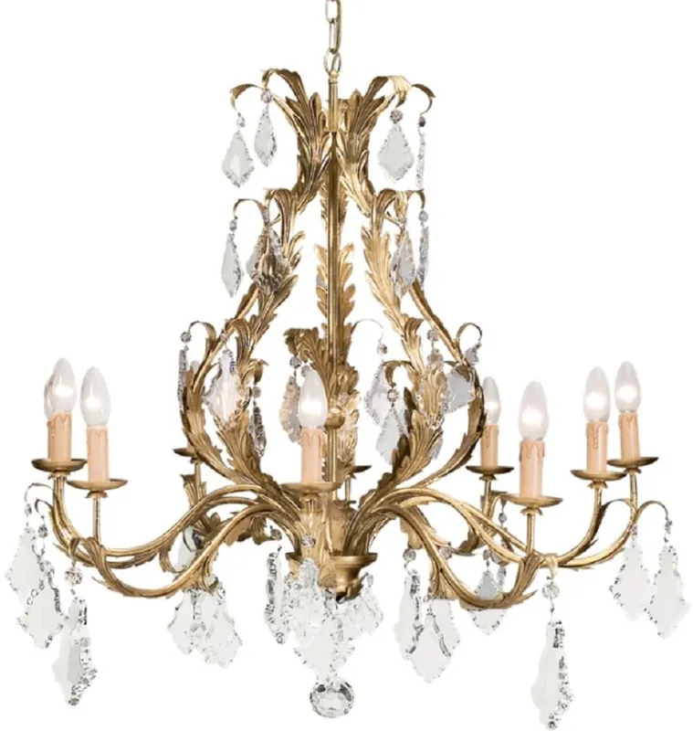 Casa Padrino luxury baroque crystal chandelier gold Ø 80 x H. 80 cm - Baroque & Art Nouveau Living Room Chandeliers Direktkauf