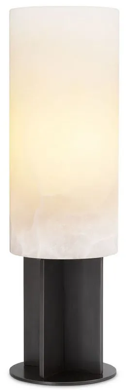 Highlight Casa Padrino luxury table lamp bronze / alabaster Ø 14 x H. 47 cm - Modern table lamp with round alabaster lampshade - Luxury Lights