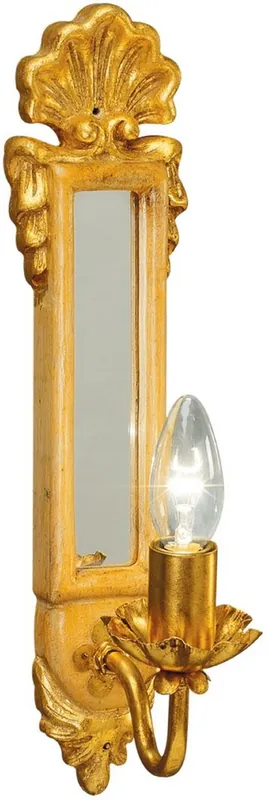 Markenprodukt Casa Padrino luxury baroque wall lamp natural / antique gold 10 x 16 x H. 40 cm - Elegant wall lamp with mirror - Baroque Lights