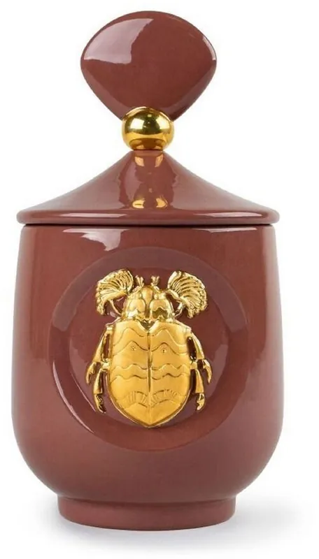 Casa Padrino luxury fragrance dispenser scarab beetle red / gold Ø 11 x H. 21 cm - Round porcelain room freshener with lid - Decorative Accessories - Luxury Quality Nur Für Kurze Zeit