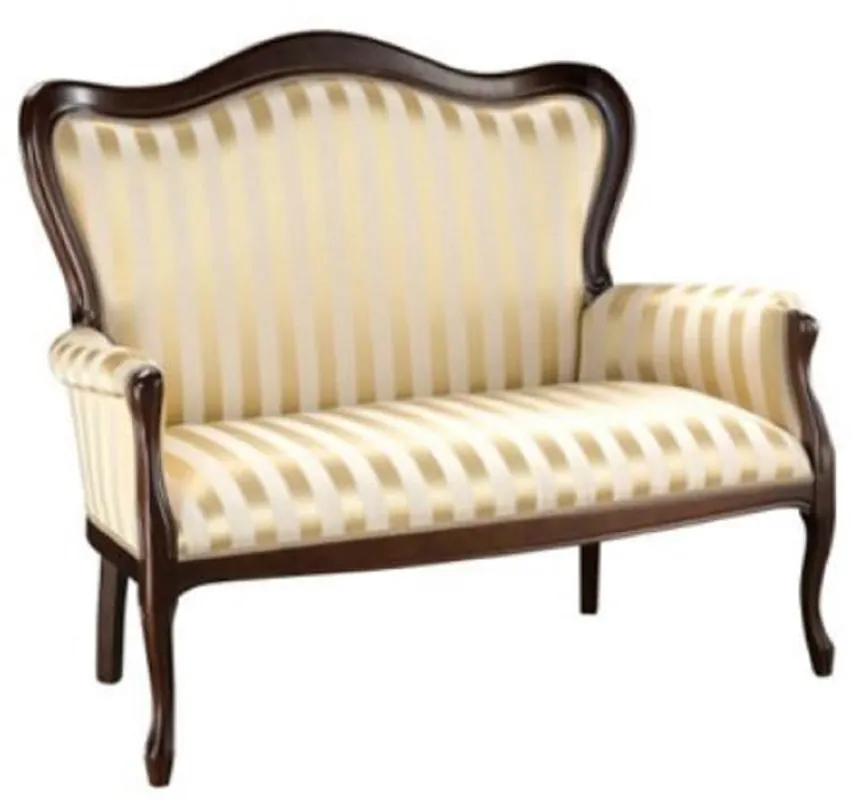 Top-Preis Casa Padrino luxury baroque sofa with stripes gold / dark brown 124 x 74 x H. 107 cm - Striped living room sofa in baroque style - Baroque living room furniture