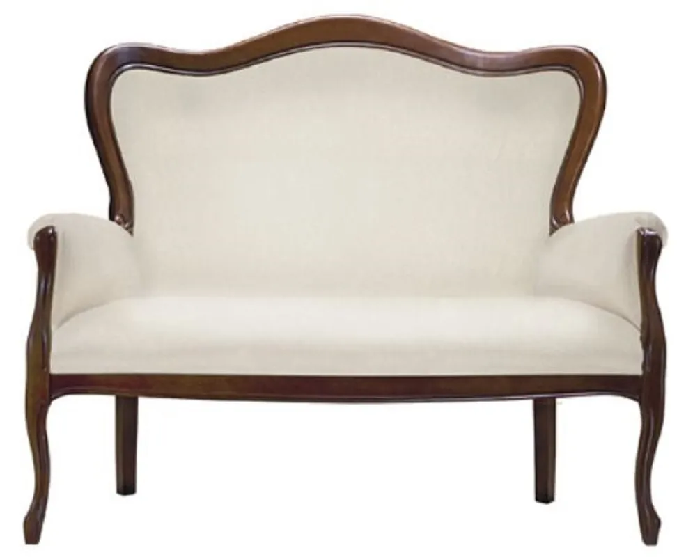 Casa Padrino luxury baroque sofa cream / dark brown 124 x 74 x H. 107 cm - Elegant living room sofa in baroque style - Baroque living room furniture Bestseller