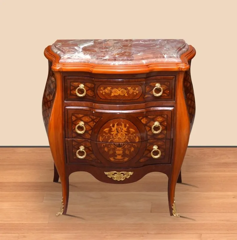 Casa Padrino baroque chest of drawers brown / gold 85 x 45 x H. 85 cm - handmade solid wood chest of drawers with 3 drawers and marble top - baroque furniture Saisonangebot