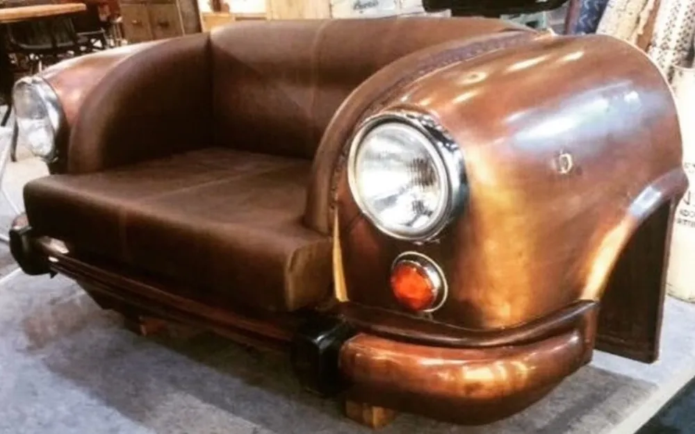 Direktkauf Casa Padrino designer car sofa brown / bronze 159 x 65 x H. 75 cm - Living room sofa in the car design - Living room car furniture