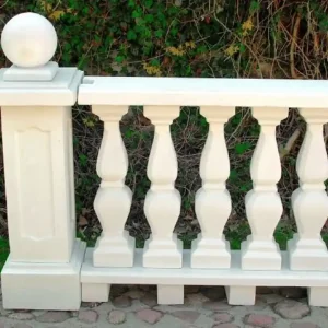 Abverkauf Casa Padrino Art Nouveau balustrade with column and decorative ball white 133 x 33 x H. 110 cm - Solid stone railings made of the finest concrete - Magnificent terrace decoration