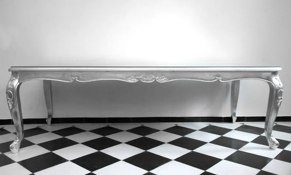 Casa Padrino Baroque Luxury Dining Table Silver 250 cm x 100 cm - Dining Table - Made in Italy - Luxury Collection Bestseller
