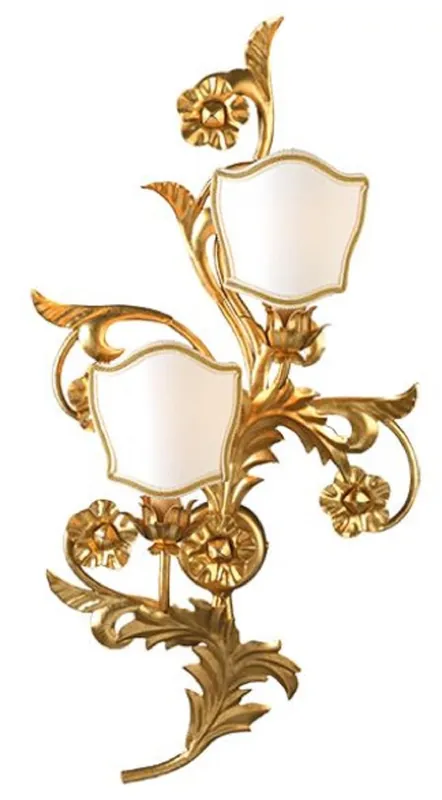 Preiswert Casa Padrino luxury baroque wall lamp gold / white 35 x 14 x H. 67 cm - Handmade metal wall lamp with lampshades - Baroque wall lights