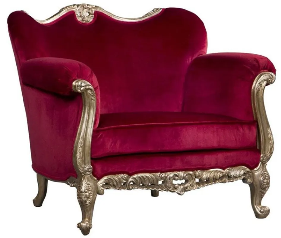 Casa Padrino luxury baroque armchair red / antique gold - Magnificent antique style living room armchair - Baroque Living Room Furniture - Noble & Magnificent Aktuell