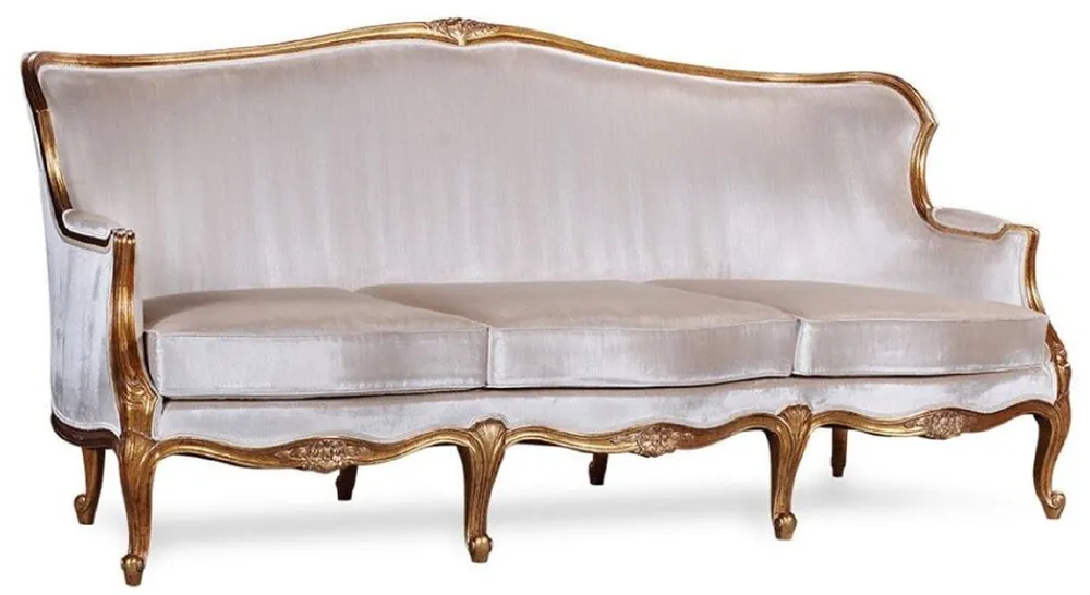 Must-Have Casa Padrino luxury baroque sofa silver / antique gold - Magnificent living room baroque style sofa - Baroque living room furniture - Noble & Magnificent