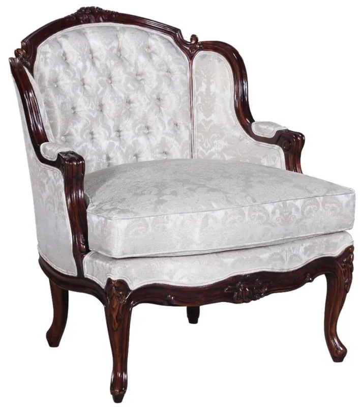 Aktuell Casa Padrino luxury baroque armchair with elegant pattern silver / dark brown - Living room armchair in baroque style - Baroque Living Room Furniture - Noble & Magnificent