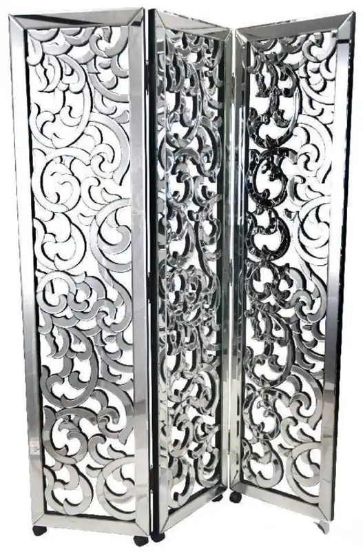 Geprüft Casa Padrino luxury room divider with wheels 100 x 3 x H. 180 cm - Mirrored Screen - Bedroom Furniture - Hotel Furniture