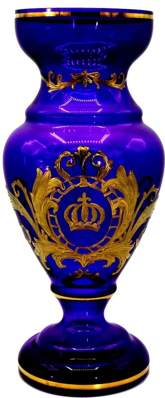 Beliebt Pompöös by Casa Padrino luxury cup vase with 24 carat gold plating purple / gold Ø 14 x H. 30.5 cm - Pompöös flower vase designed by Harald Glööckler