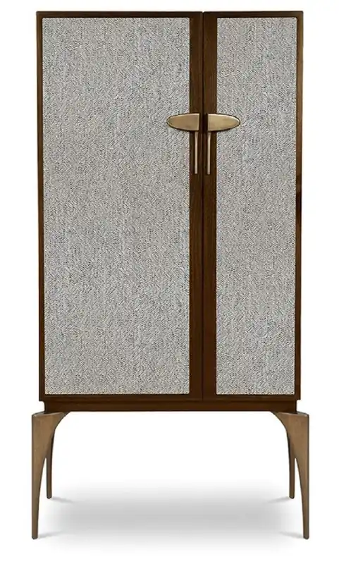 Preisreduziert Casa Padrino designer bar cabinet brown / gray / brass 90 x 50 x H. 160 cm - Solid wood cabinet with 2 doors - Living room furniture - Hotel Furniture - Luxury Collection