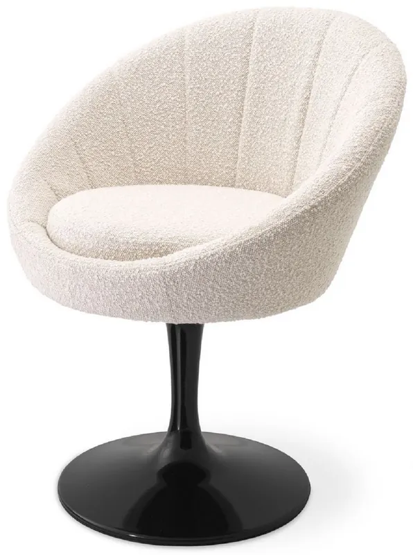 Aktuell Casa Padrino luxury dining room chair cream / black 67 x 57 x H. 78.5 cm - Swivel chair in the 60s design - Luxury dining room furniture