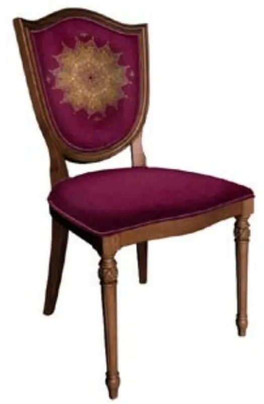 Casa Padrino Art Deco dining chair purple / brown - Elegant solid wood chair with elegant pattern - Art Deco dining room furniture Bestseller
