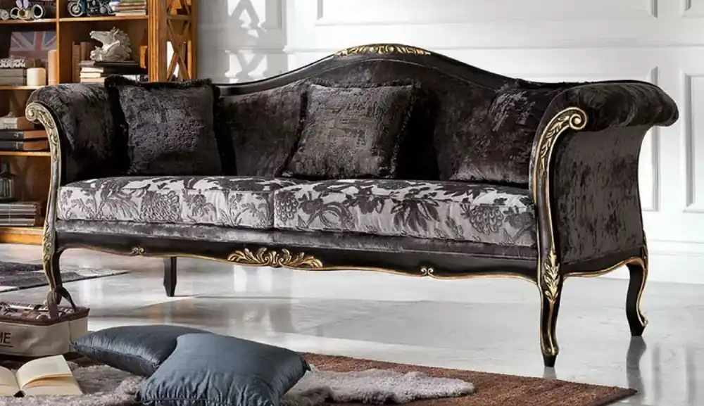 Casa Padrino luxury baroque sofa gray / black / gold - Noble living room sofa with elegant pattern - Baroque furniture - Luxury quality - Made in Italy Expressversand