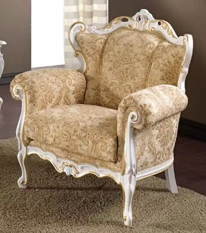 Casa Padrino luxury baroque armchair beige / white / gold - Noble living room armchair with elegant pattern - Baroque Furniture - Luxury Quality - Made in Italy Preisreduziert