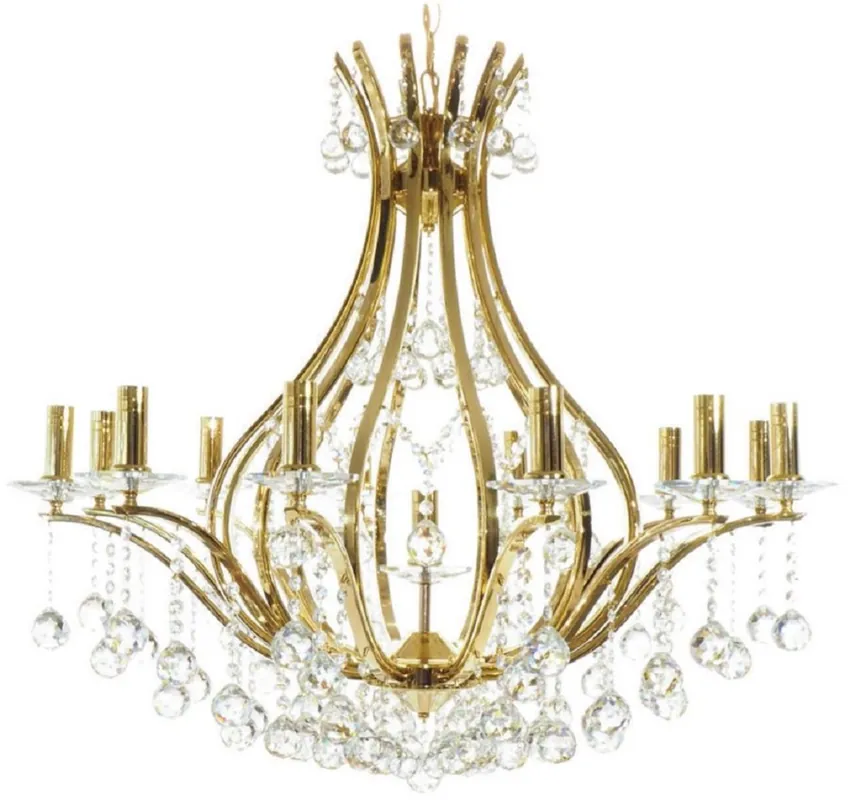 Casa Padrino luxury baroque crystal chandelier gold Ø 85 x H. 80 cm - Gold plated copper chandelier with fine crystal glass - Baroque Living Room Chandelier - Baroque Hotel Chandelier Bestseller